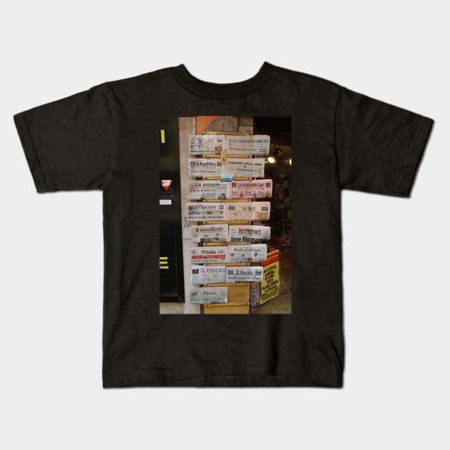 Newspapers Kids T-Shirt by ephotocard